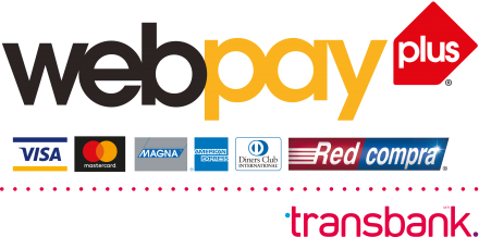Webpay Plus de Transbank. Se aceptan Visa, Mastercard, Magna, American Express, Diners Club y Redcompra.
